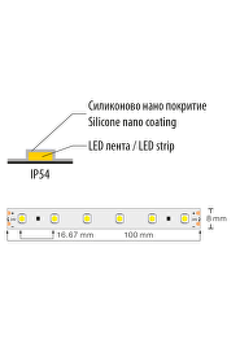 Професионална LED лента 4.8W/m, 2700K, 24V DC, 60LEDs/m, SMD3528, IP54