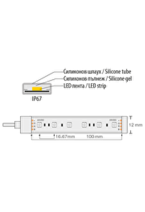 Професионална LED лента 14.4W/m, RGB, 24V DC, 60LEDs/m, SMD5050, IP67