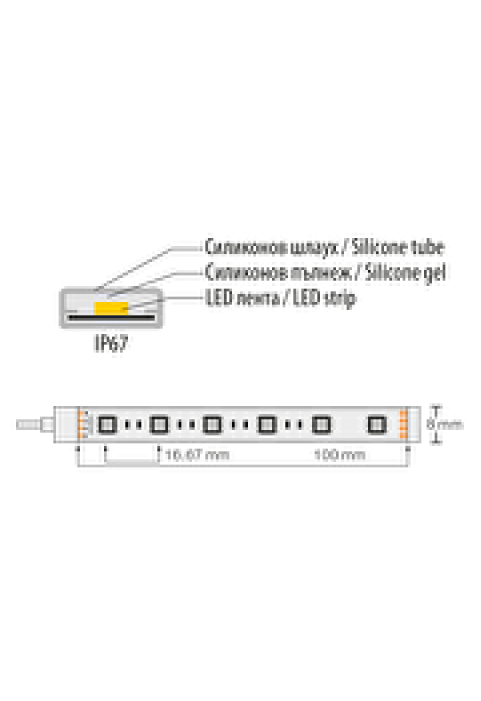 Професионална LED лента 14.4W/m, RGB, 24V DC, 60LEDs/m, SMD3535, IP67