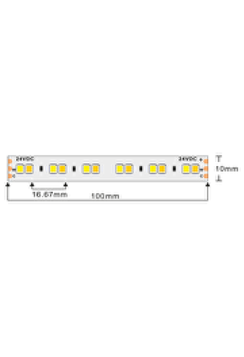 Професионална LED лента CCT 18W/m, 2700K-6500K, 24V DC, 120LEDs/m, SMD2835