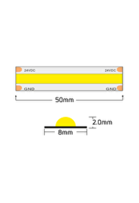 Професионална LED лента 11W/m, 1800K, 24V DC, 480LEDs/m, COB, 5m, амбър
