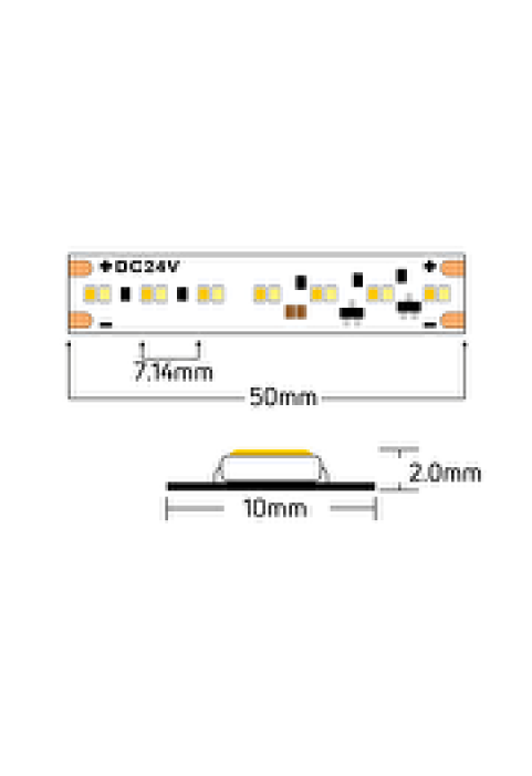 Професионална LED лента 12W/m, Dim-to-warm, 1800K-3000K, 24V DC, 280LEDs/m, SMD2216, 5m