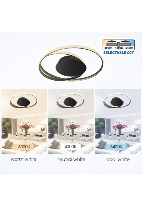 LED ПЛАФОНИЕРА ODEON LED ∙ 38W ∙ 1840LM ∙ ЧЕРЕН ∙ CCT-SWITCH ∙ 3000K-4000K-6400K