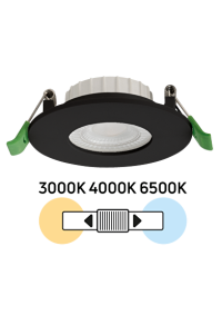 LED луна за вграждане, димираща, черна, 6W, 3000K/4000K/6500K, 220-240V AC, IP44