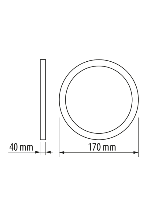LED панел за открит монтаж, кръг, 12W, 2700K, 220-240V AC, топла светлина