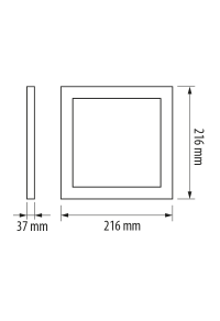 LED панел за открит монтаж, квадрат, 18W, 2700K, 220-240V AC, топла светлина