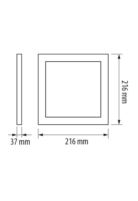 LED панел за открит монтаж, квадрат, 18W, 2700K, 220-240V AC, топла светлина