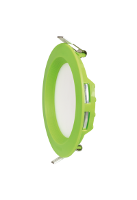 LED панел за вграждане, кръг, зелена рамка, 6W, 2700K, 220-240V AC, топла светлина