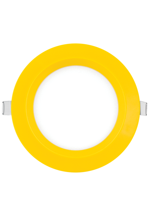 LED панел за вграждане, кръг, жълта рамка, 6W, 2700K, 220-240V AC, топла светлина