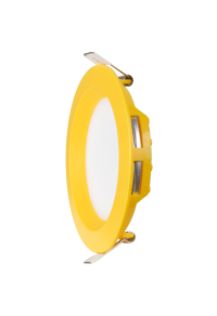 LED панел за вграждане, кръг, жълта рамка, 6W, 2700K, 220-240V AC, топла светлина