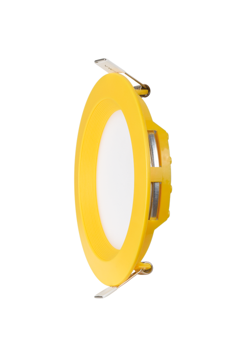 LED панел за вграждане, кръг, жълта рамка, 6W, 2700K, 220-240V AC, топла светлина