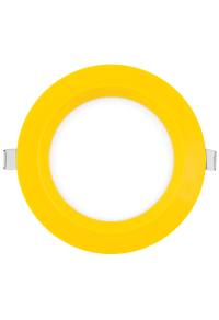 LED панел за вграждане, кръг, жълта рамка, 6W, 4200K, 220-240V AC, неутрална светлина
