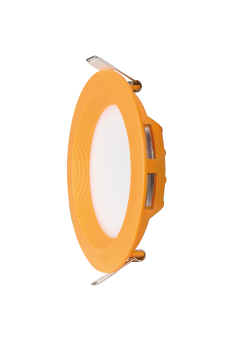 LED панел за вграждане, кръг, оранжева рамка, 6W, 4200K, 220-240V AC, неутрална светлина