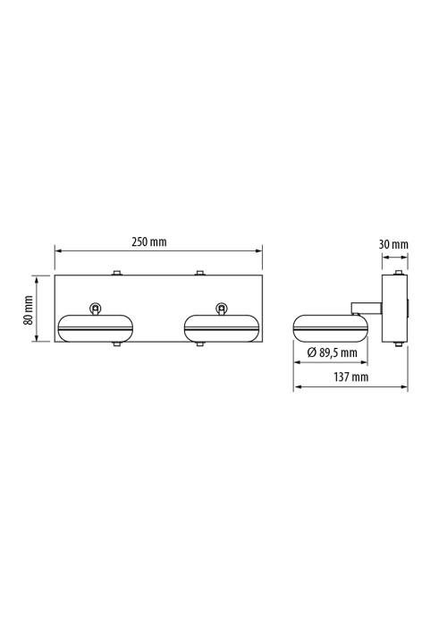 LED осветително тяло за баня, 2x5W, 2700K хром, IP44