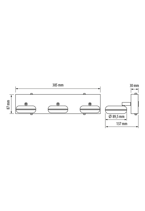 LED осветително тяло за баня, 3x5W, 2700K хром, IP44