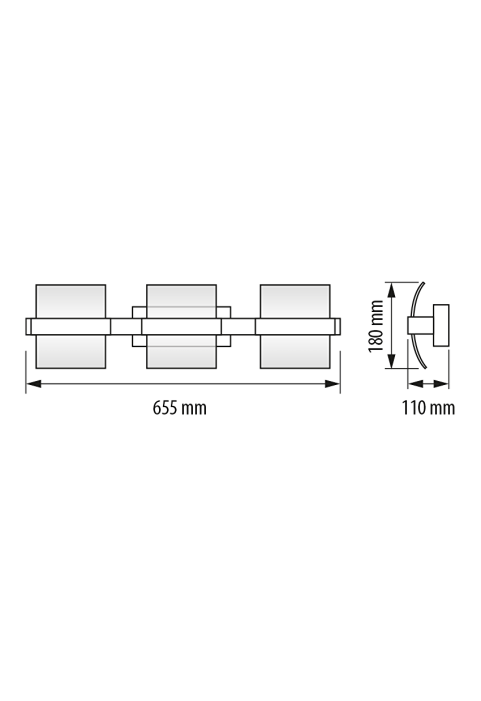 LED осветително тяло аплик за стена 15W, 4200K, хром, IP20