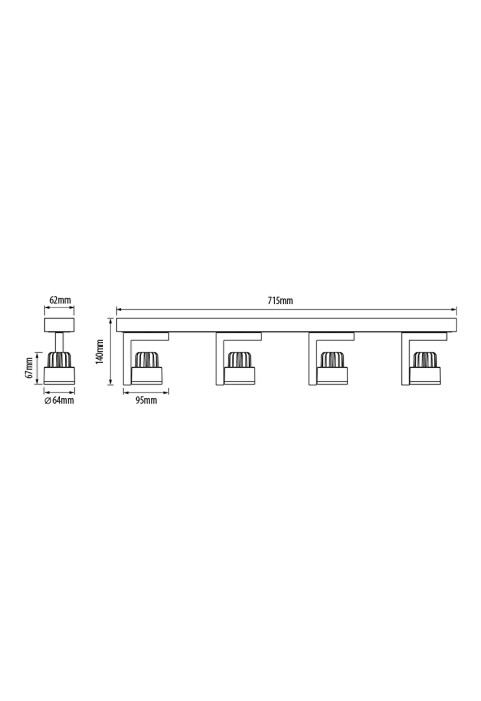 LED спот осветително тяло с възможност за насочване, 4x5W, 4200K, графит