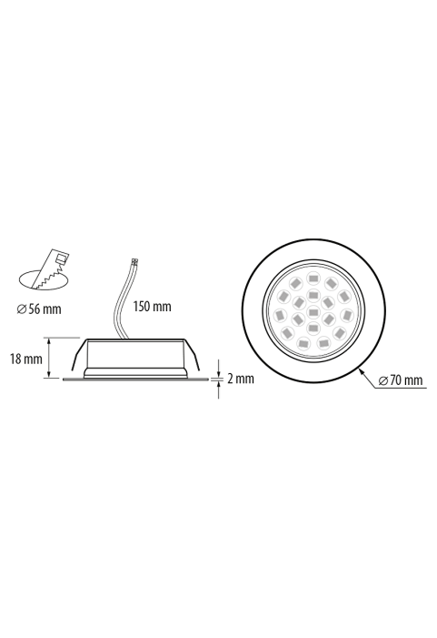 Мини LED луна за вграждане 4W, 4200K, 220-240V AC, IP44, злато