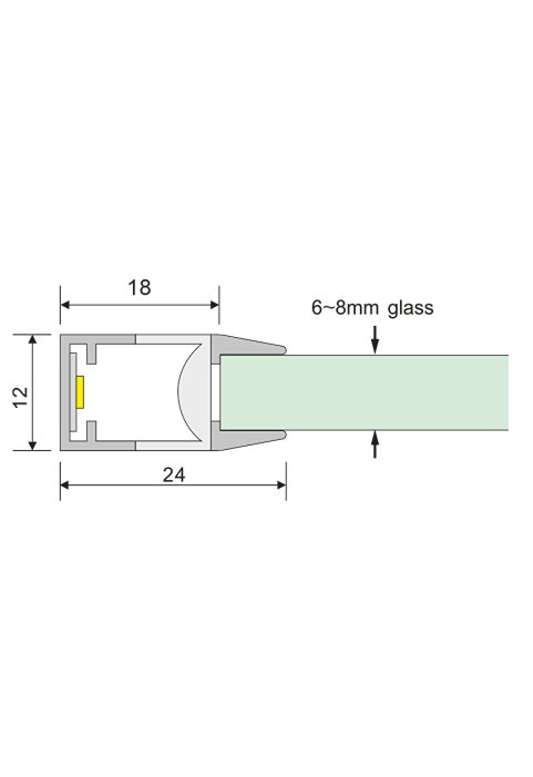 LED профил за стъклена полица 4.5W, 4000K, 12V DC
