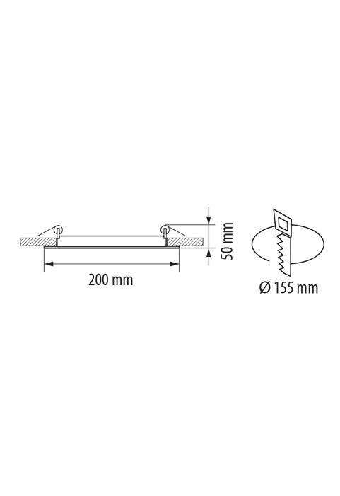 LED стъклен панел за вграждане, кръг, 18W, 4200K, 220-240V AC, IP44