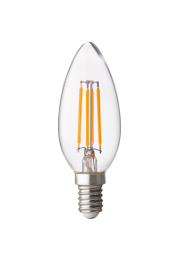 LED filament лампа конус, димираща, 4W, E14, 4200K, 220-240V AC, неутрална светлина