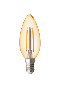 LED filament лампа конус, димираща, 4W, E14, 2500K, 220-240V AC, амбър