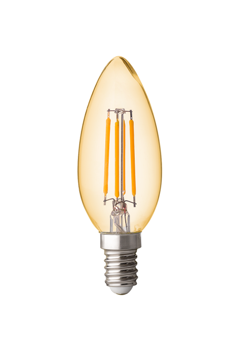 LED filament лампа конус, димираща, 4W, E14, 2500K, 220-240V AC, амбър