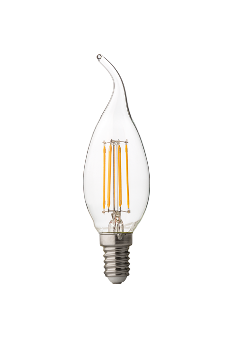 LED filament лампа пламък, димираща, 4W, E14, 4200K, 220-240V AC, неутрална светлина