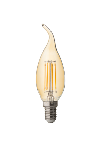 LED filament лампа пламък, димираща, 4W, E14, 2500K, 220-240V AC, амбър