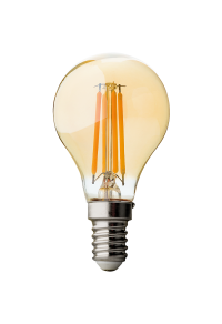 LED filament лампа топка, димираща, 4W, E14, 2500K, 220-240V AC, амбър