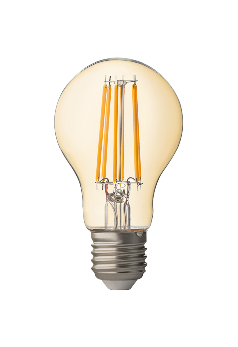LED filament лампа крушка, димираща, 8W, E27, 2500K, 220-240V AC, амбър