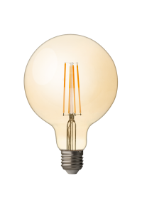 LED filament лампа топка, димираща, 4W, E27, 2500K, 220-240V AC, амбър