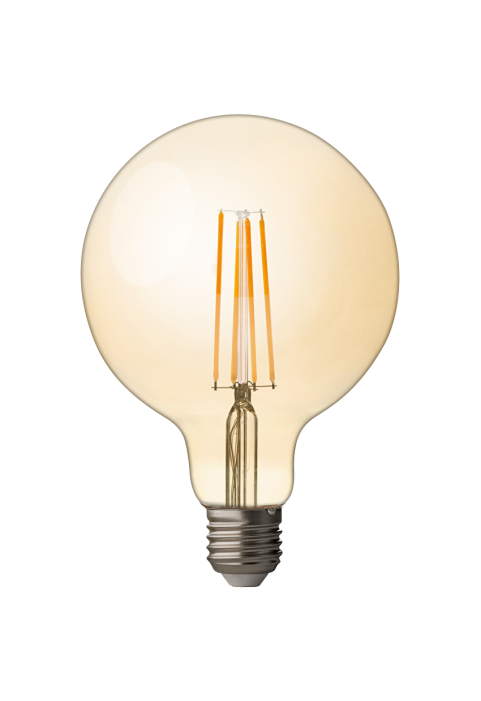 LED filament лампа топка, димираща, 4W, E27, 2500K, 220-240V AC, амбър