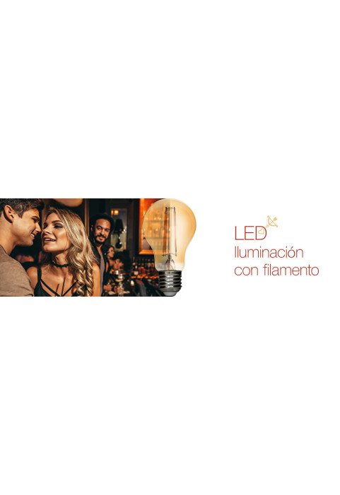 LED filament лампа топка, димираща, 4W, E27, 2500K, 220-240V AC, амбър
