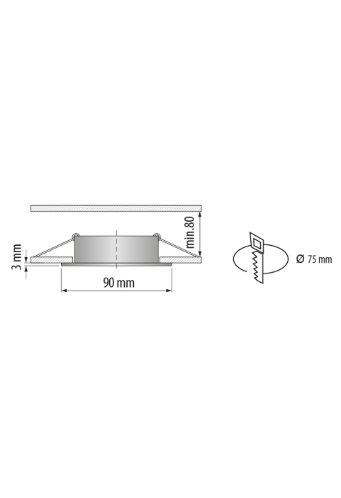 Рамка за вграждане GU10, low glare, кръг, подвижна, бяла, IP20