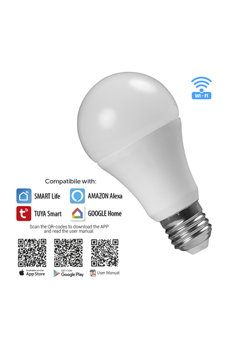 WiFi Smart LED крушка, 8W, E27, RGB+4200K, 270°, 220-240V AC