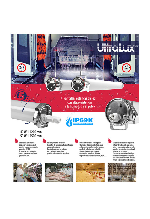 LED цилиндрично индустр. осв. тяло 50W, 4000K, 220V-240V AC, IP69K, IK10