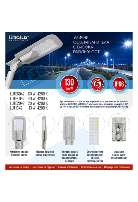 LED тяло за улично осветление 20W, 4200K, 220-240V AC, IP66