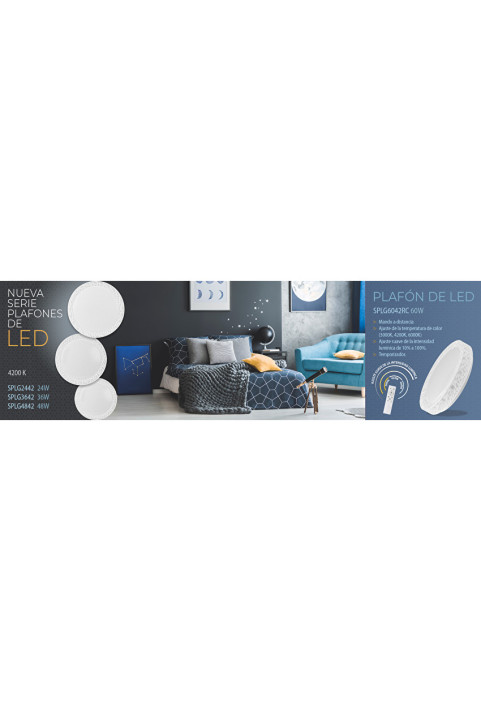 LED плафониера с декоративен ринг 48W, 4200K, 220-240V AC, неутрална светлина, кръг