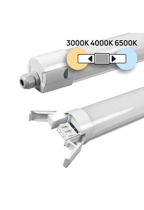 LED slim индустриално осв. тяло CCT PC, 1,20м, 36W, 220V-240V AC, IP65