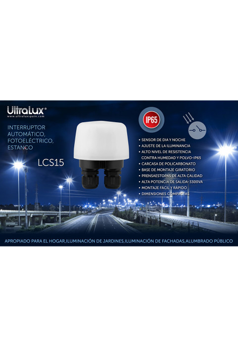 Автоматичен фотоелектрически ключ за открит монтаж 15A, IP65