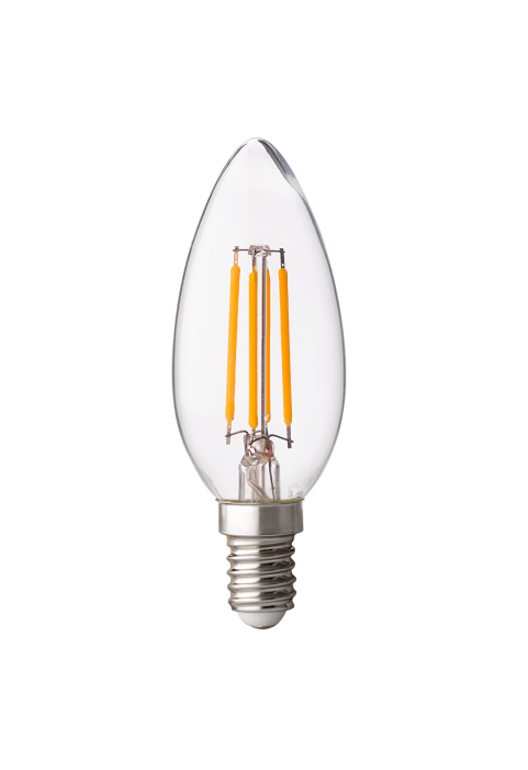 LED filament лампа конус, димираща, 4W, E14, 2700K, 220-240V AC, топла светлина