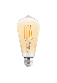 LED filament лампа крушка, димираща, 4W, E27, 2500K, 220-240V AC, амбър