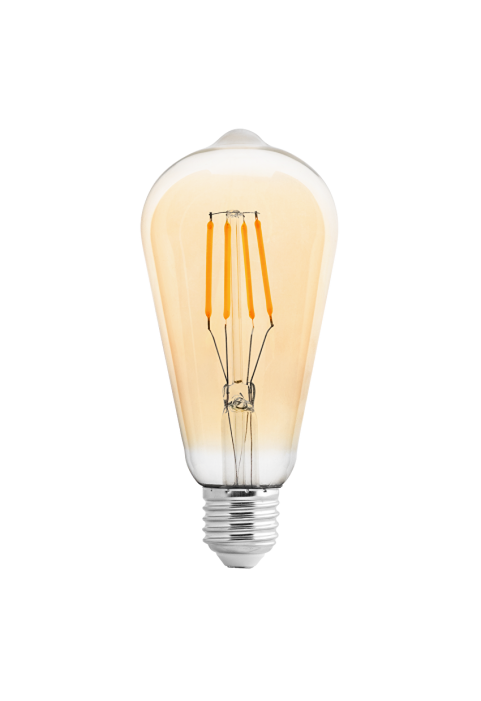 LED filament лампа крушка, димираща, 4W, E27, 2500K, 220-240V AC, амбър