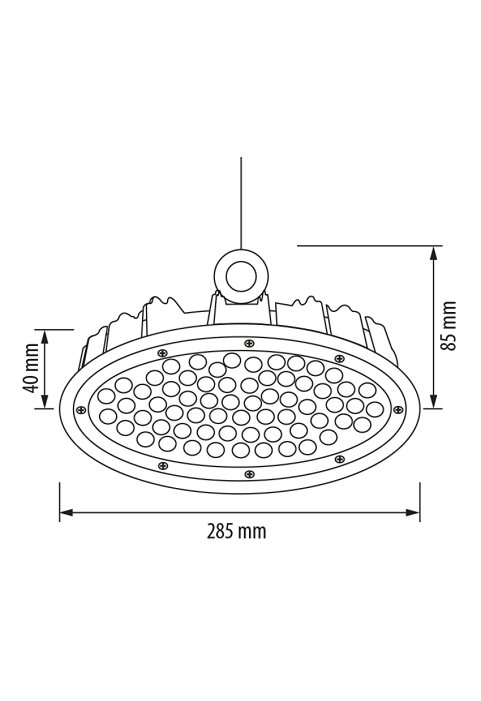 LED индустриално осветително тяло камбана, 100W, 5000K, 220V-240V AC, IP65