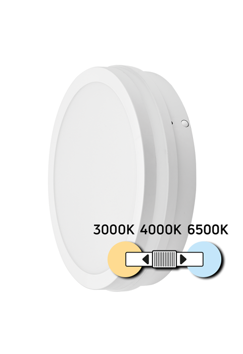 24W LED влагозащитена плафониера, бяла, 3000K/4000K/6500K, 220V-240V AC, IP54
