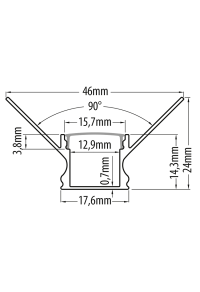 Алуминиев профил за гипсокартон 3m, вътрешен ъгъл, 13mm