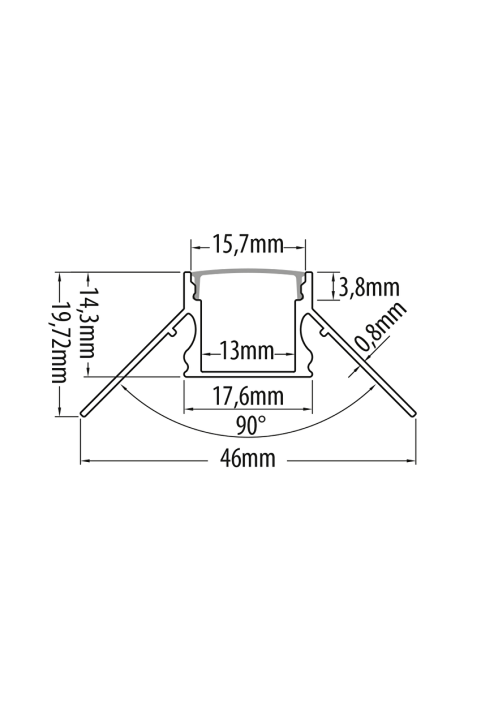 Алуминиев профил за гипсокартон 3m, външен ъгъл, 13mm