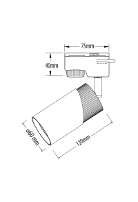 Тяло за релсов монтаж, двупроводно, GU10, 220-240V AC, IP20, черно&бяло