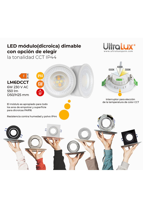 LED димиращ модул 6W, 3000K/4000K/6500K, 220-240V AC, IP44